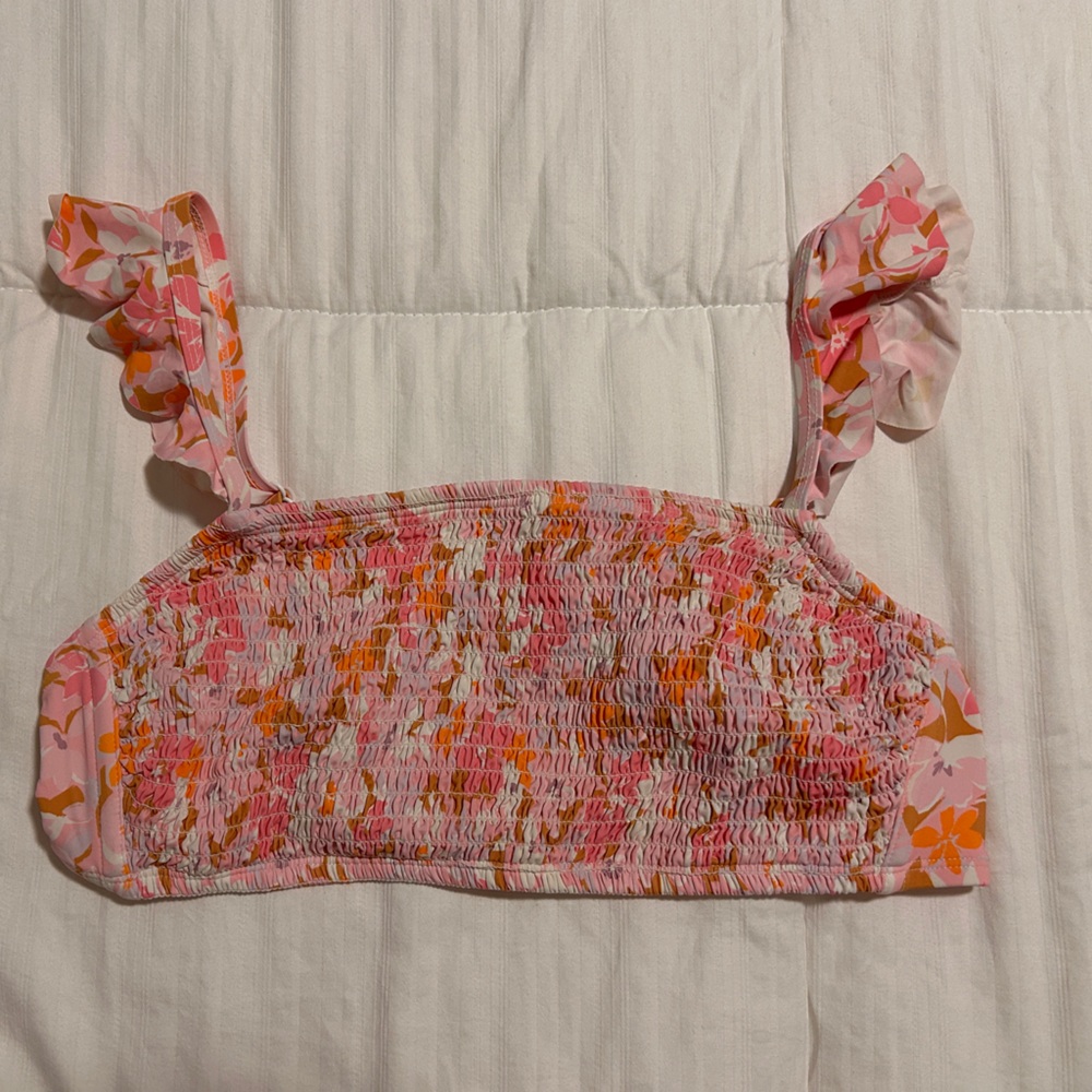 Floral Pink and Orange Bikini Top